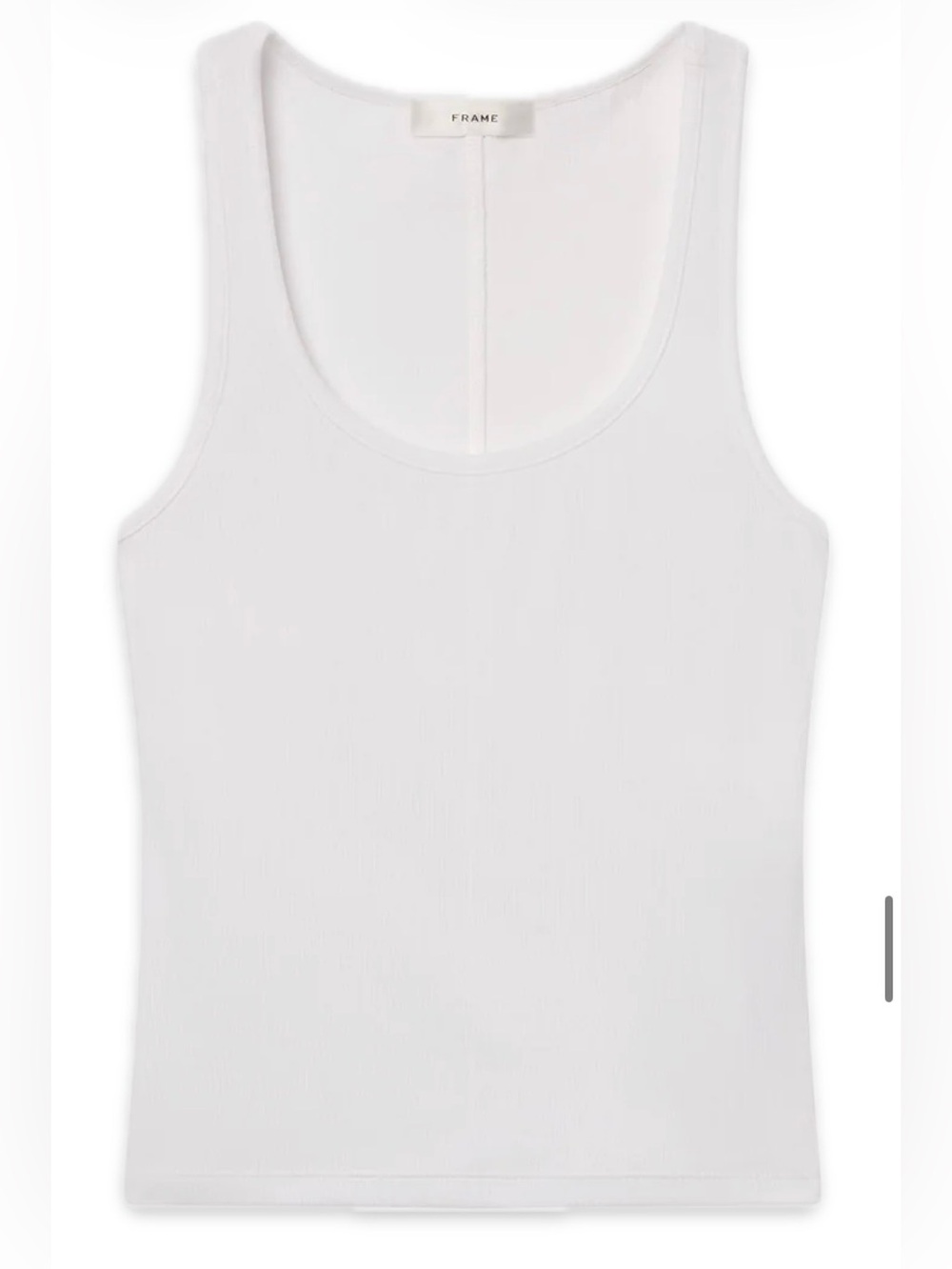 Frame - White Ribbed Scoop-Neck Tank